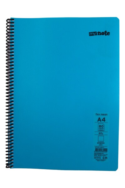 Mynote Flex A4 80 Yaprak Çizgisiz Spiralli Plastik Neon Kapak Defter - 11