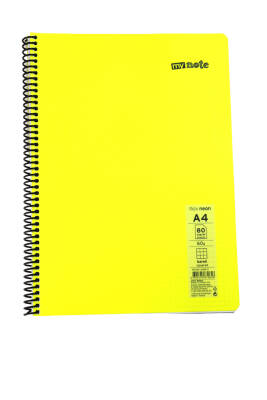 Mynote Flex A4 80 Yaprak Kareli Spiralli Plastik Neon Kapak Defter - 10