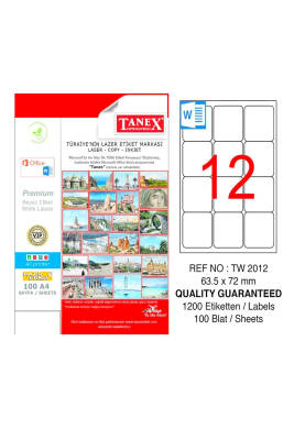 Taneks Lazer Etiket 63.5 x 72 mm Tw-2012 - 1