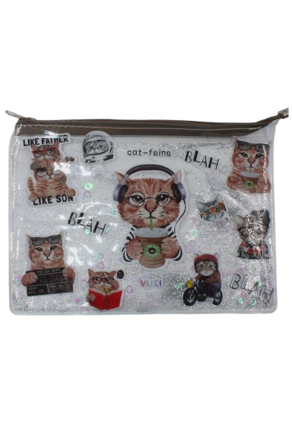 Vuki A5 Sulu Fermuarlı Şeffaf Dosya Vk-0072-08 Kedi